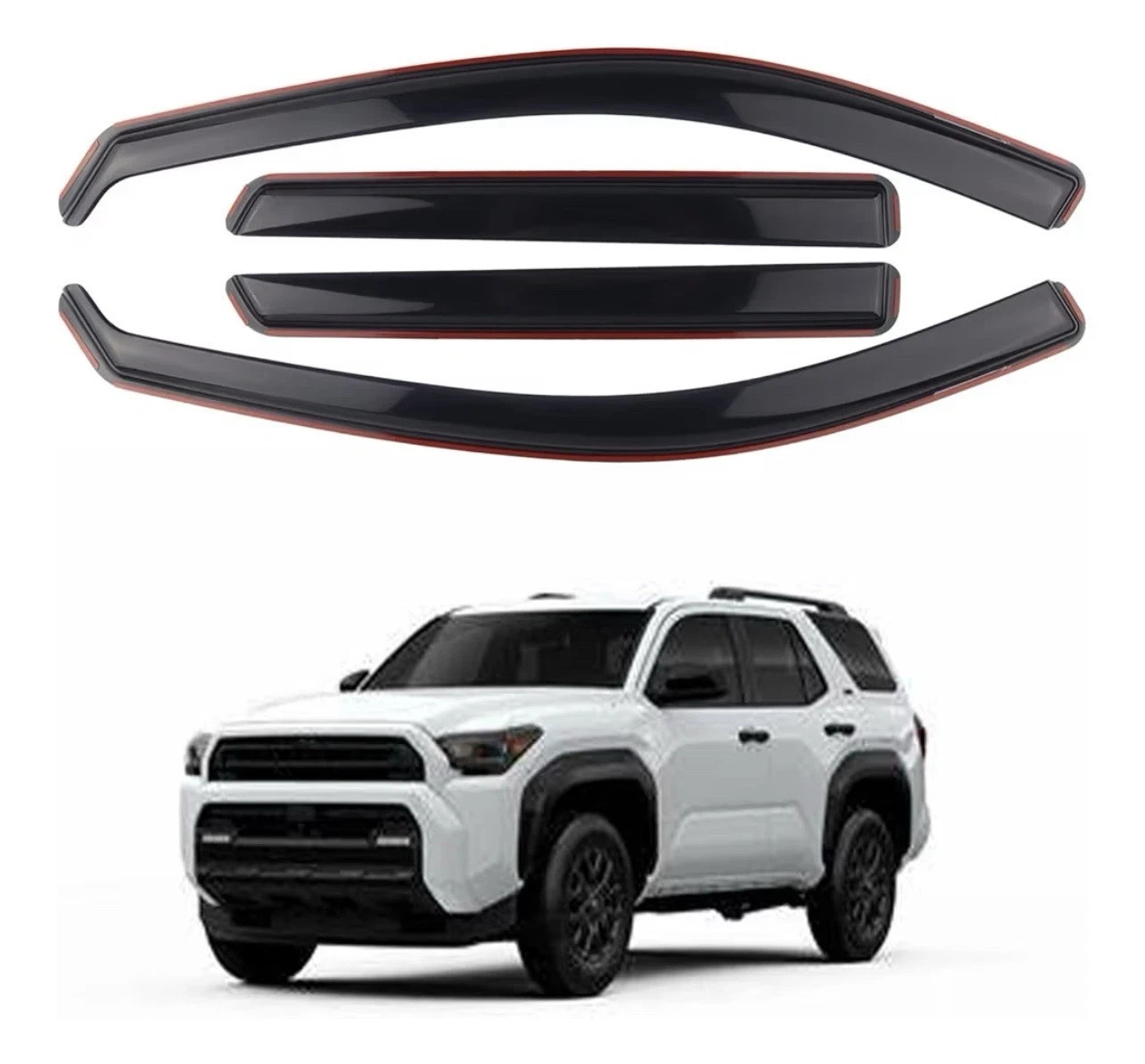 Toyota 4runner 2025-2026 Black Acrylic Window Visors Deflectors Rain Sun Guards