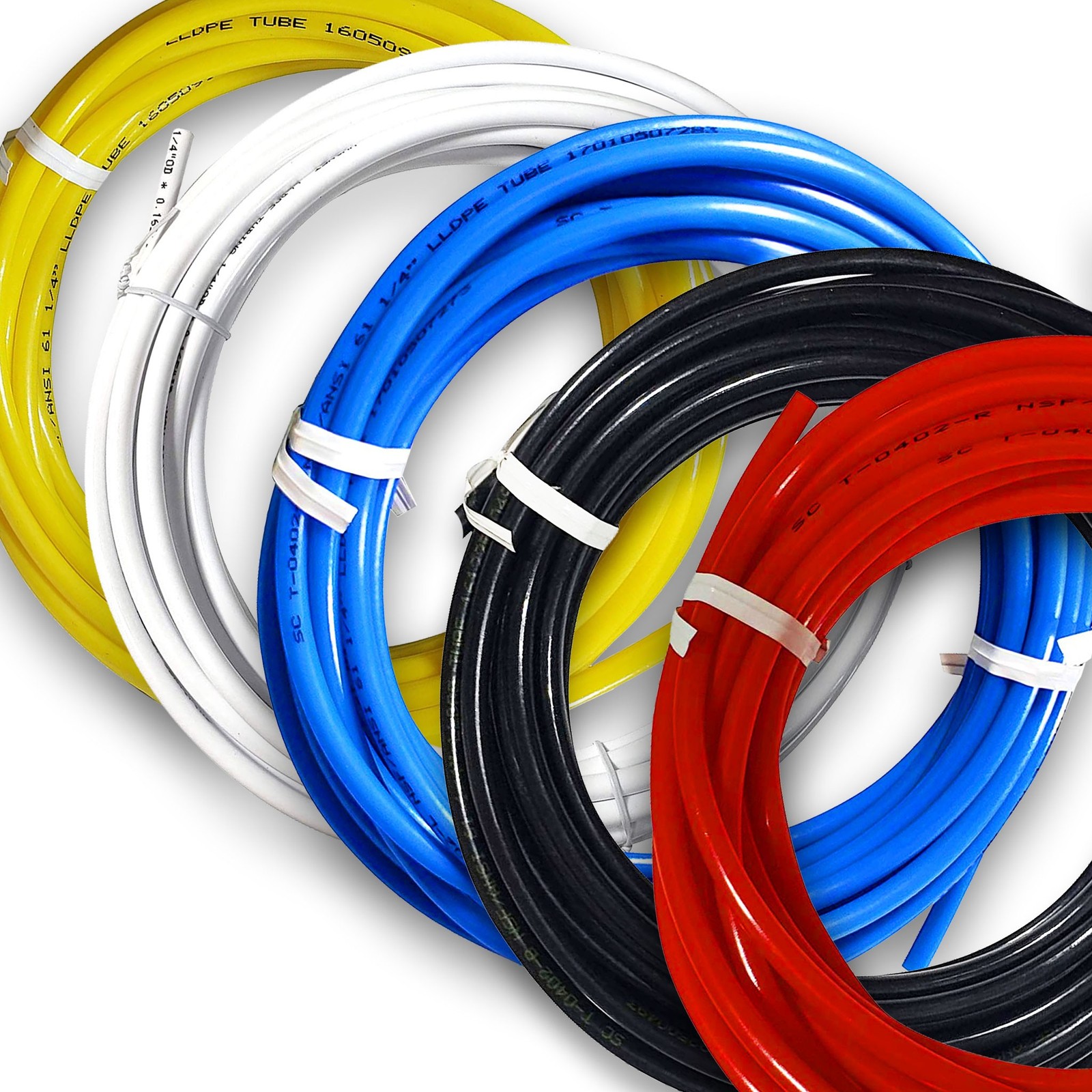 1/4" & 3/8" OD LLDPE Tubing Pre-cut Roll for RO Systems, Ice Maker, Refrigerator