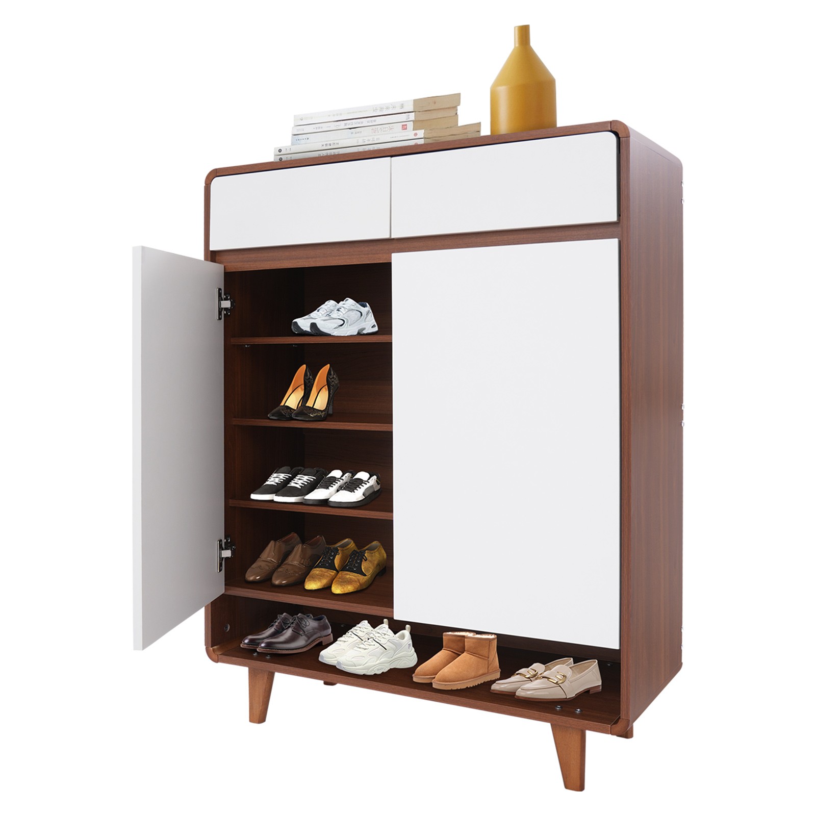 5-tiers 80*32*112cm Shoe Storage Cabinet With 2-drawers In The Entrance