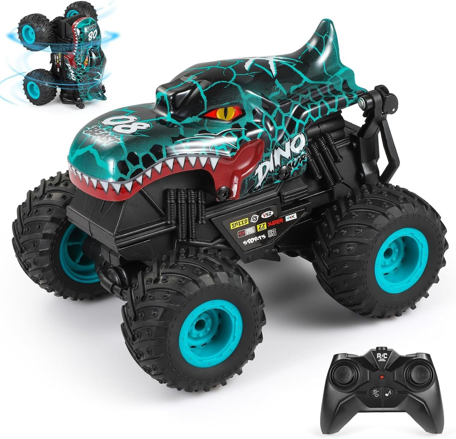 Remote Control Car, 2.4Ghz All Terrain Dinosaur Monster Truck Toys, RC Truck wit