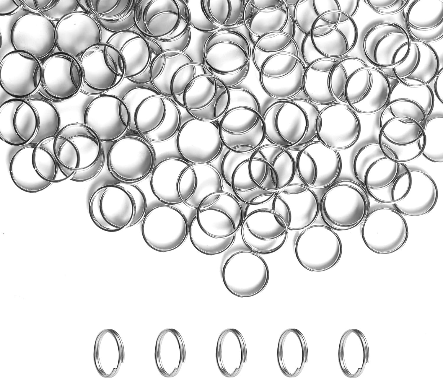 10/20x Stainless Steel Split Key Ring Round Wire Keychain Jump Ring Metal Loop
