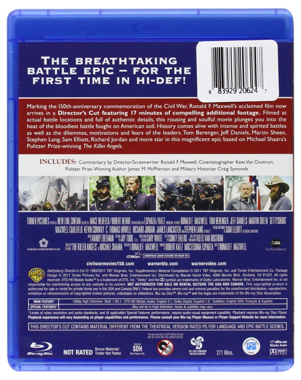 Gettysburg Director's Cut Blu-ray Tom Berenger NEW