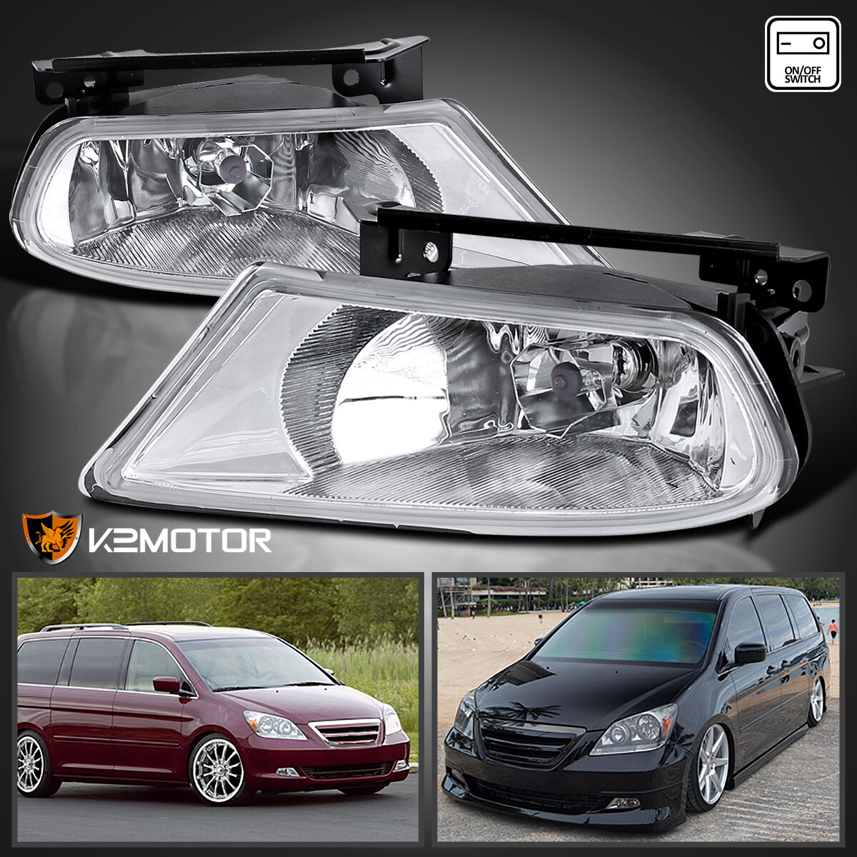 Fits 2005-2007 Honda Odyssey Bumper Fog Lights Lamps+Switch Left+Right 05 06 07