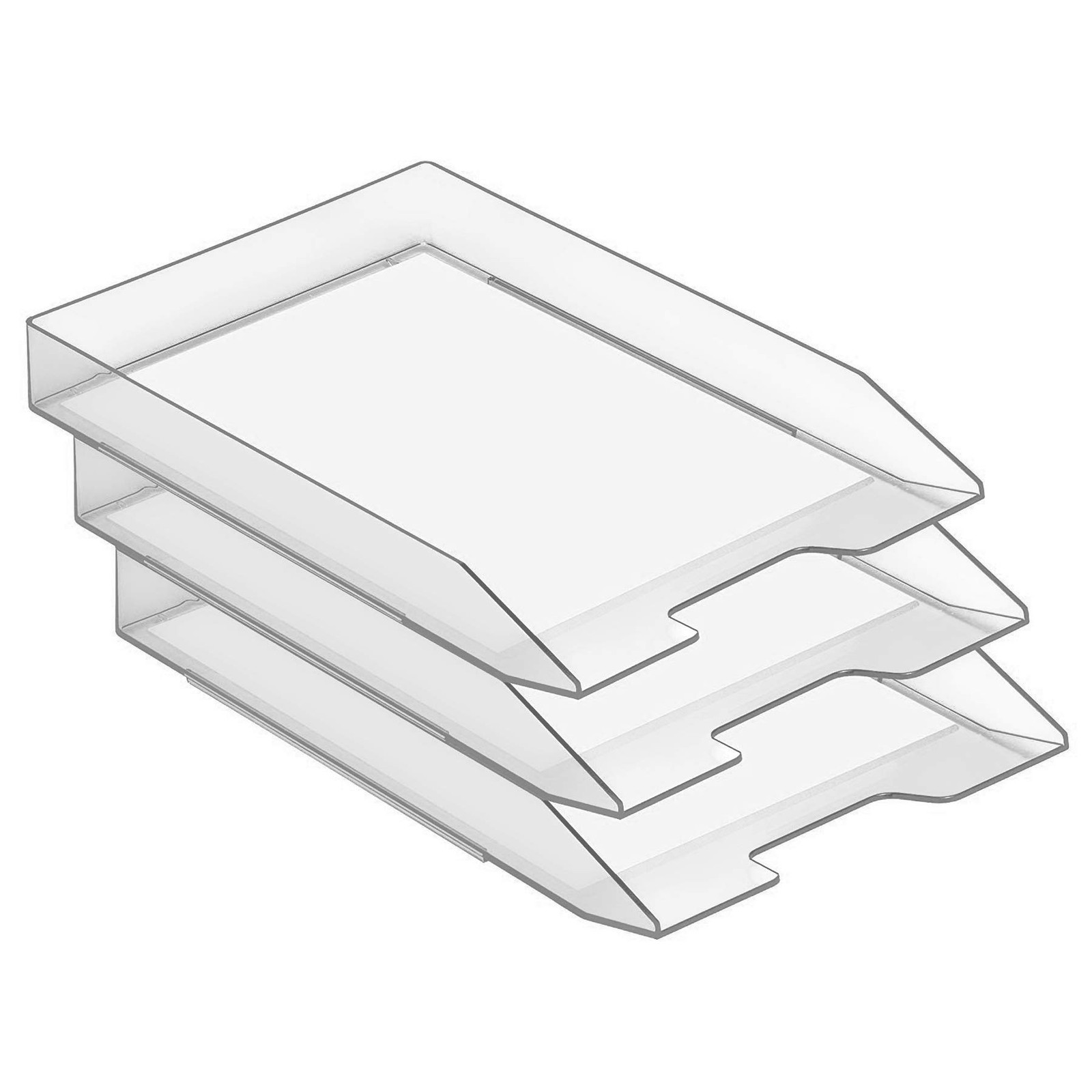 Stackable Letter Tray Front Load Letter Size Document Desk Clear Crystal 1