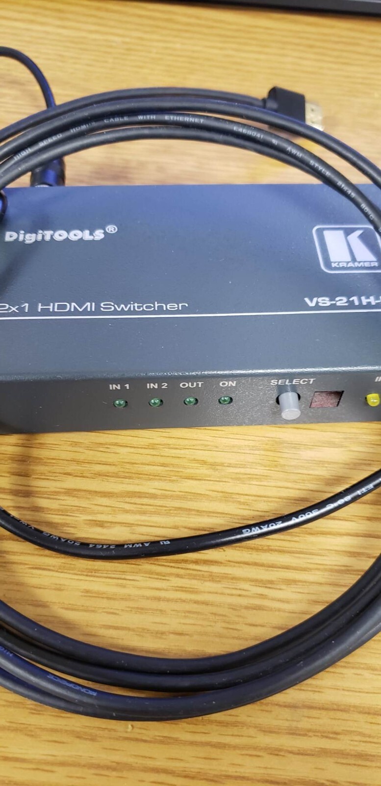 Kramer Digitools 2X1 HDMI Switcher VS-21H-IR  with Power cable&HDMI