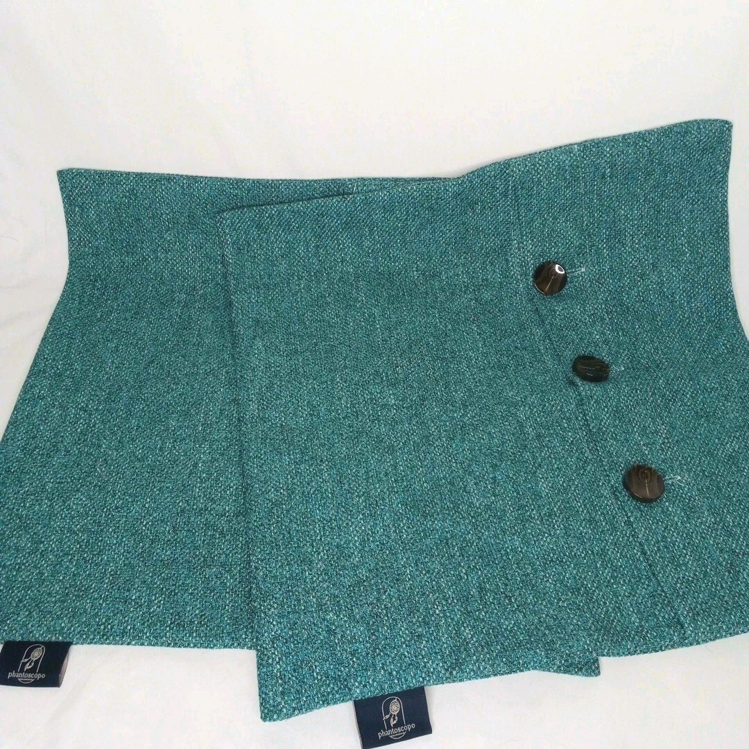 2 Button Flap Throw Pillow Cases Teal Blue Tweed 18"x18" Phantoscope California