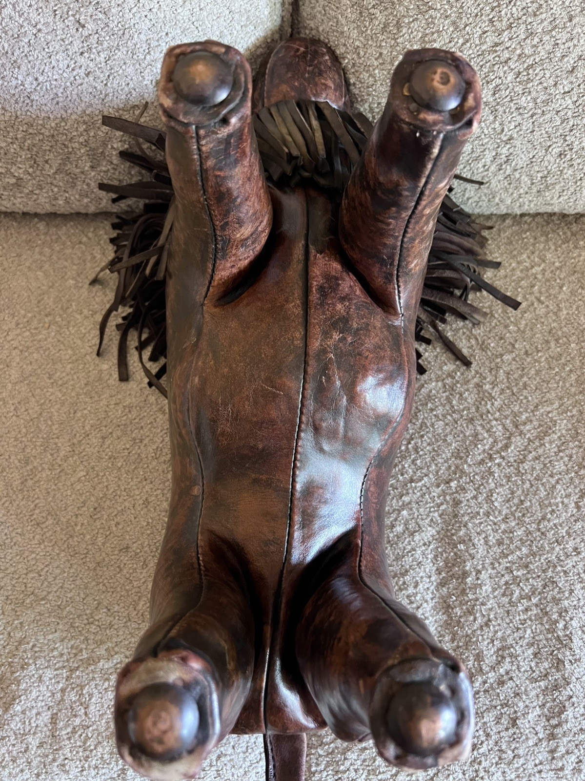 Vintage Dimitri Omersa Lion Leather Footstool