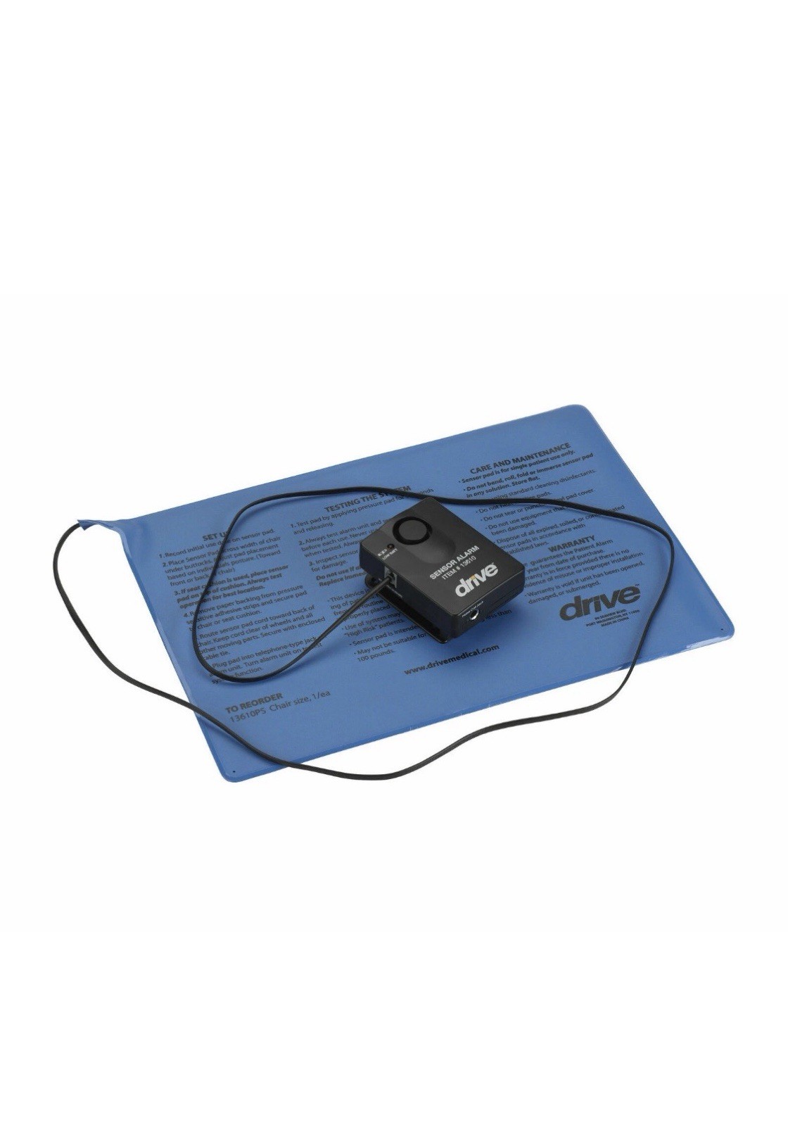 Drive 13605 Pressure Sensitive Bed Chair Patient Alarm, 10" x 15" Chair Pad