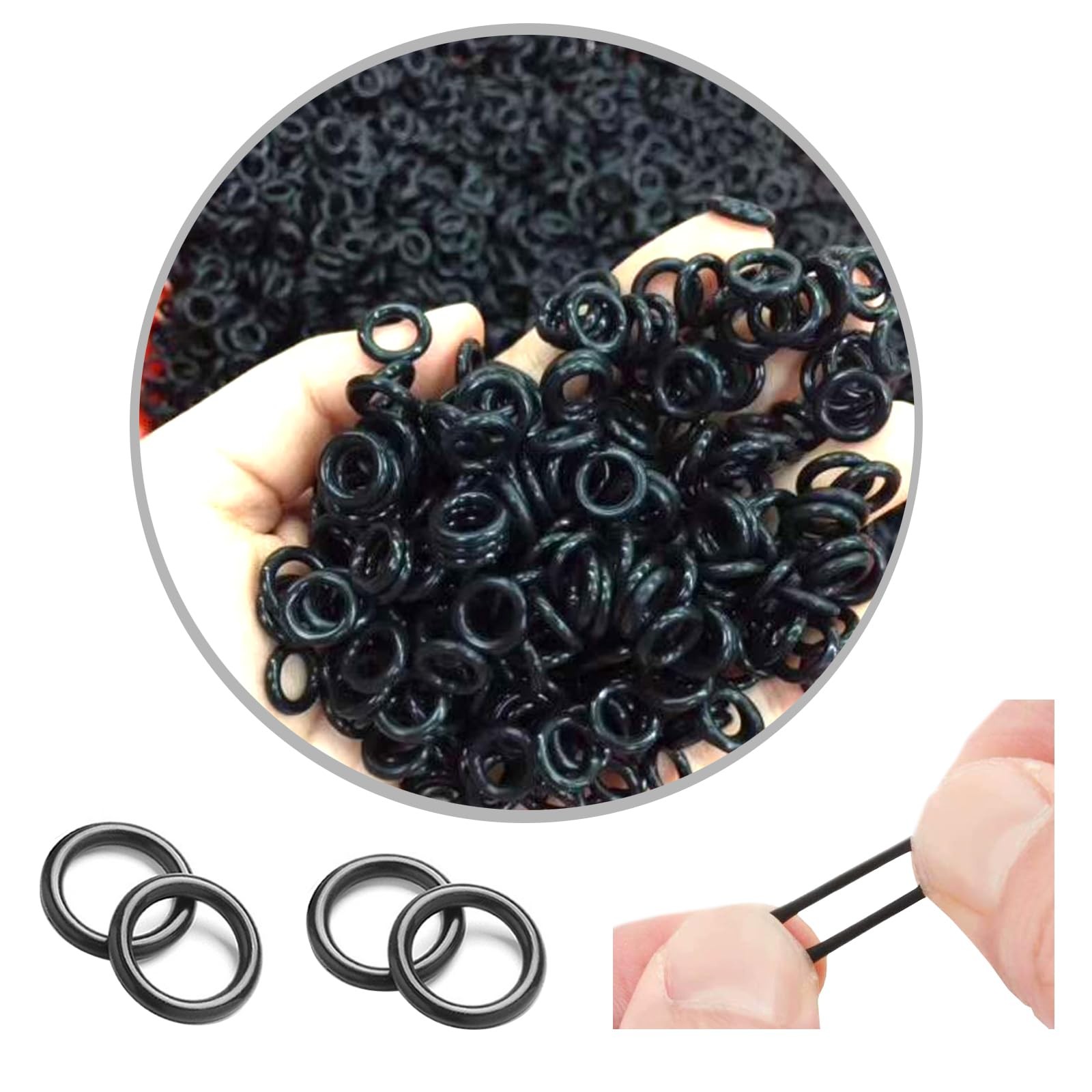 Wacky Rigging Worm Tool O-Rings 200pcs for Fishing Bait Rig Soft 10mm, Black