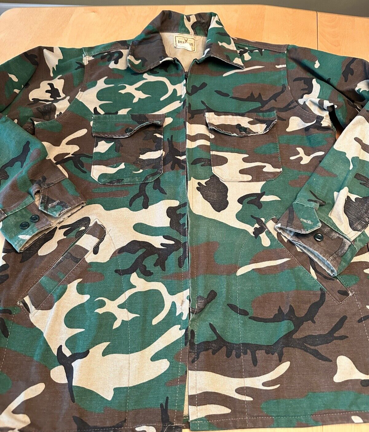 VINTAGE DEER SKIN SHIRT MENS SZ M USA MADE HUNTNG CAMO ZIP UP