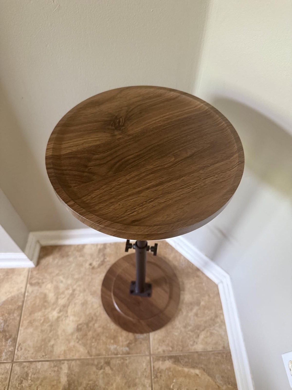 Small Round Side Table,Small Drink Tables,Wood Pedestal Side Table,Height Adj...