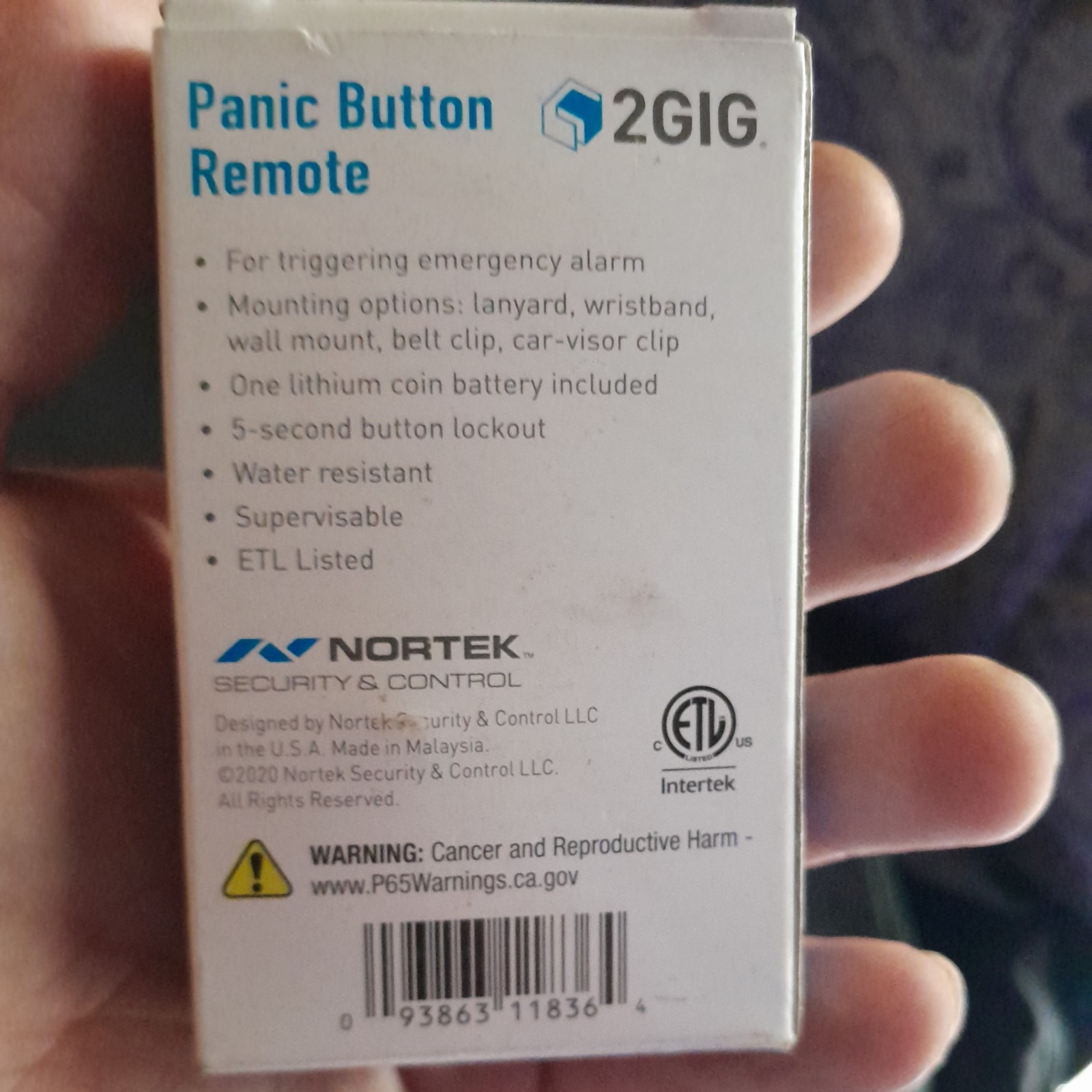 Brand New 2GIG 2GIG-PANIC1-345 Wireless Panic Button Remote