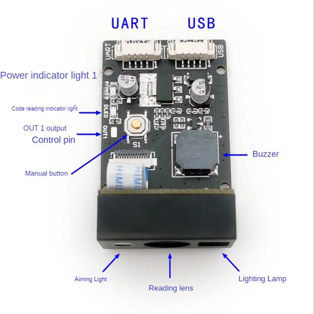 GM865 1D 2D Barcode Scanner USB TTL Bar Code Reader QR Code Module CMOS9774