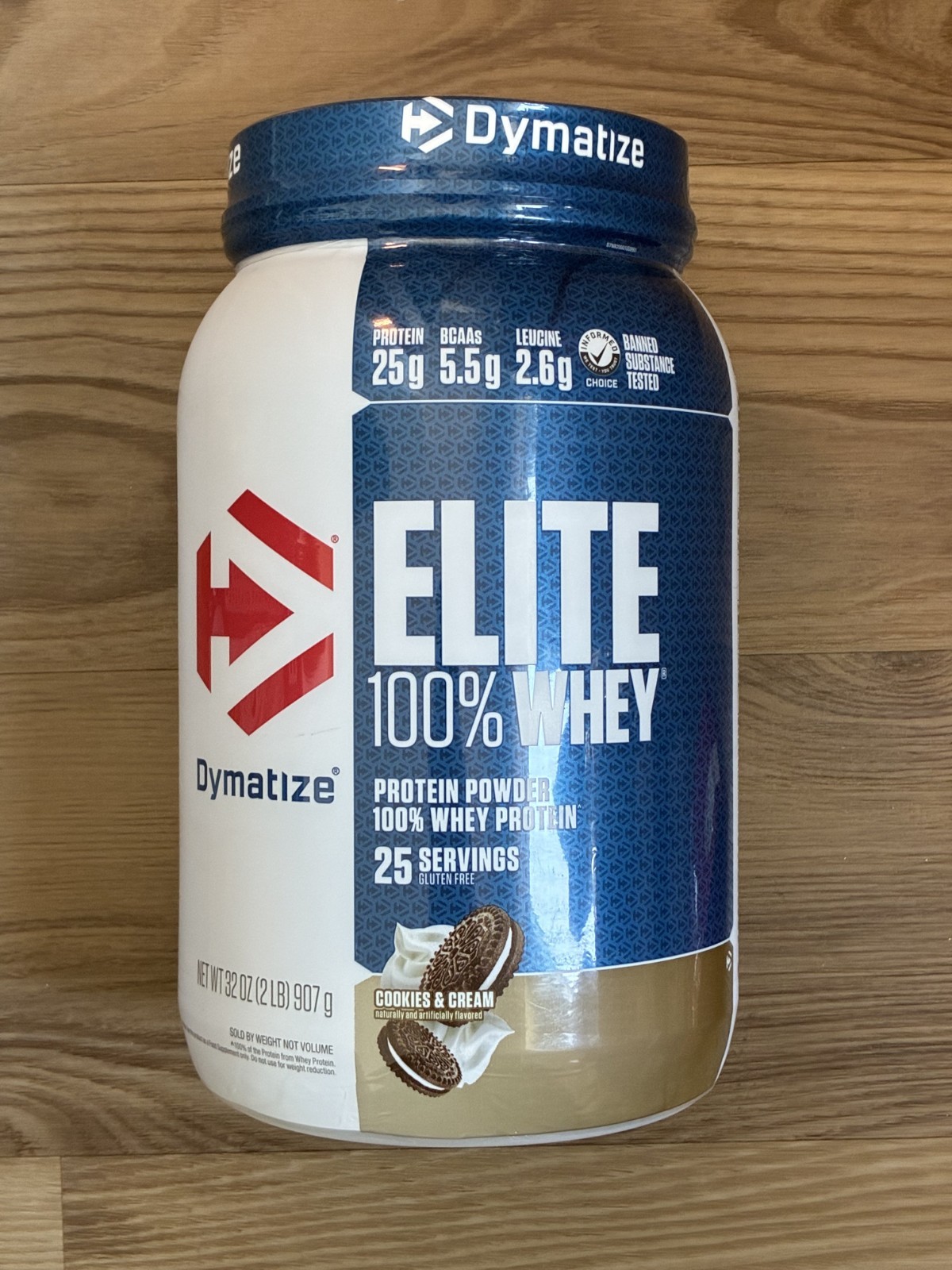 Dymatize Elite 100% Whey Protein Powder, Cookies & Cream, 32 Oz / 25 Servings