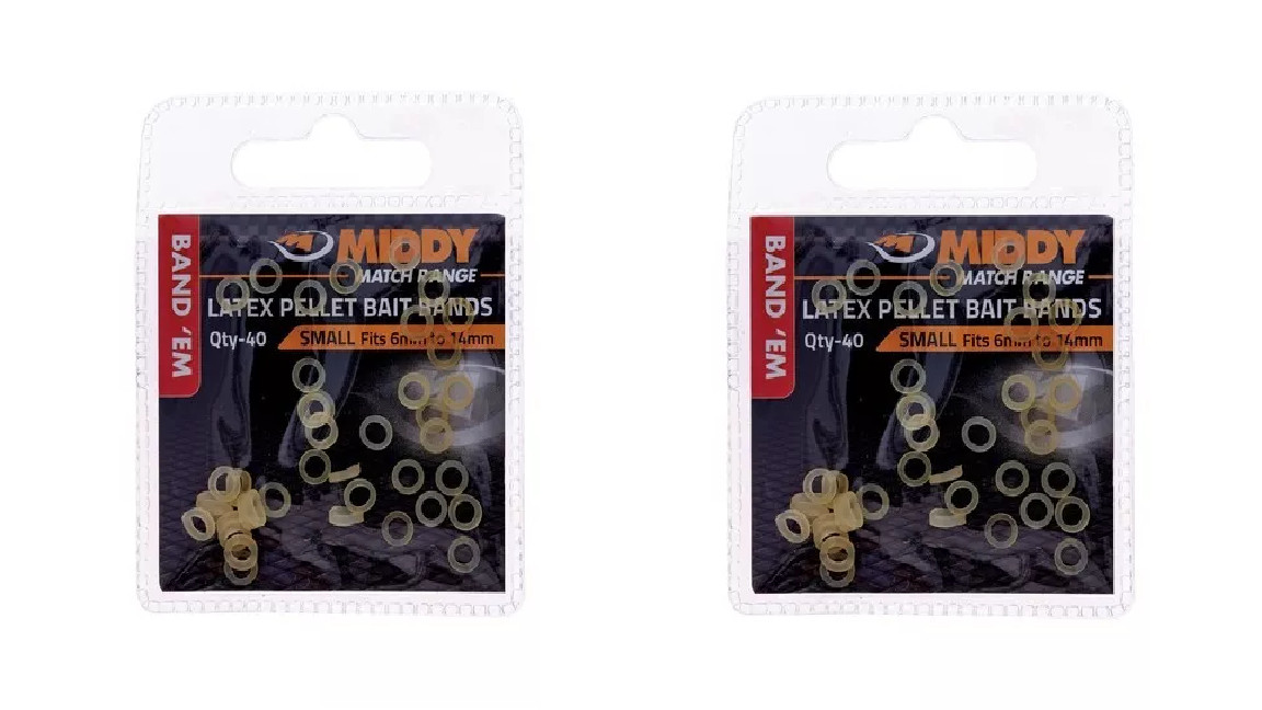 2 x Middy Latex Pellet Bait Bands 2 x  40pk 80 bands small 6mm to 14mm