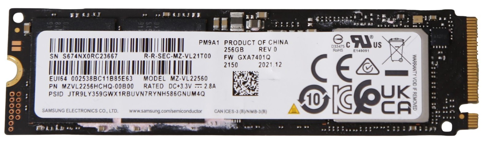 Samsung PM9A1 256GB SSD