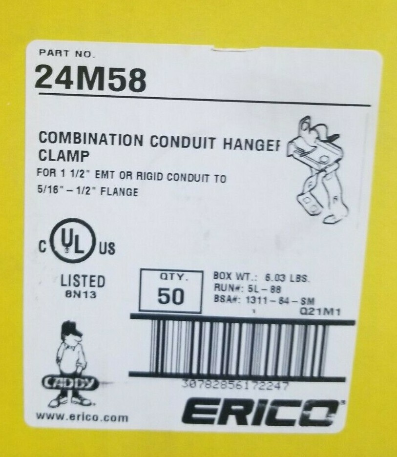 Caddy Erico, 24M58 combination conduit hanger clamp, box of 50. Fast shipping!!!