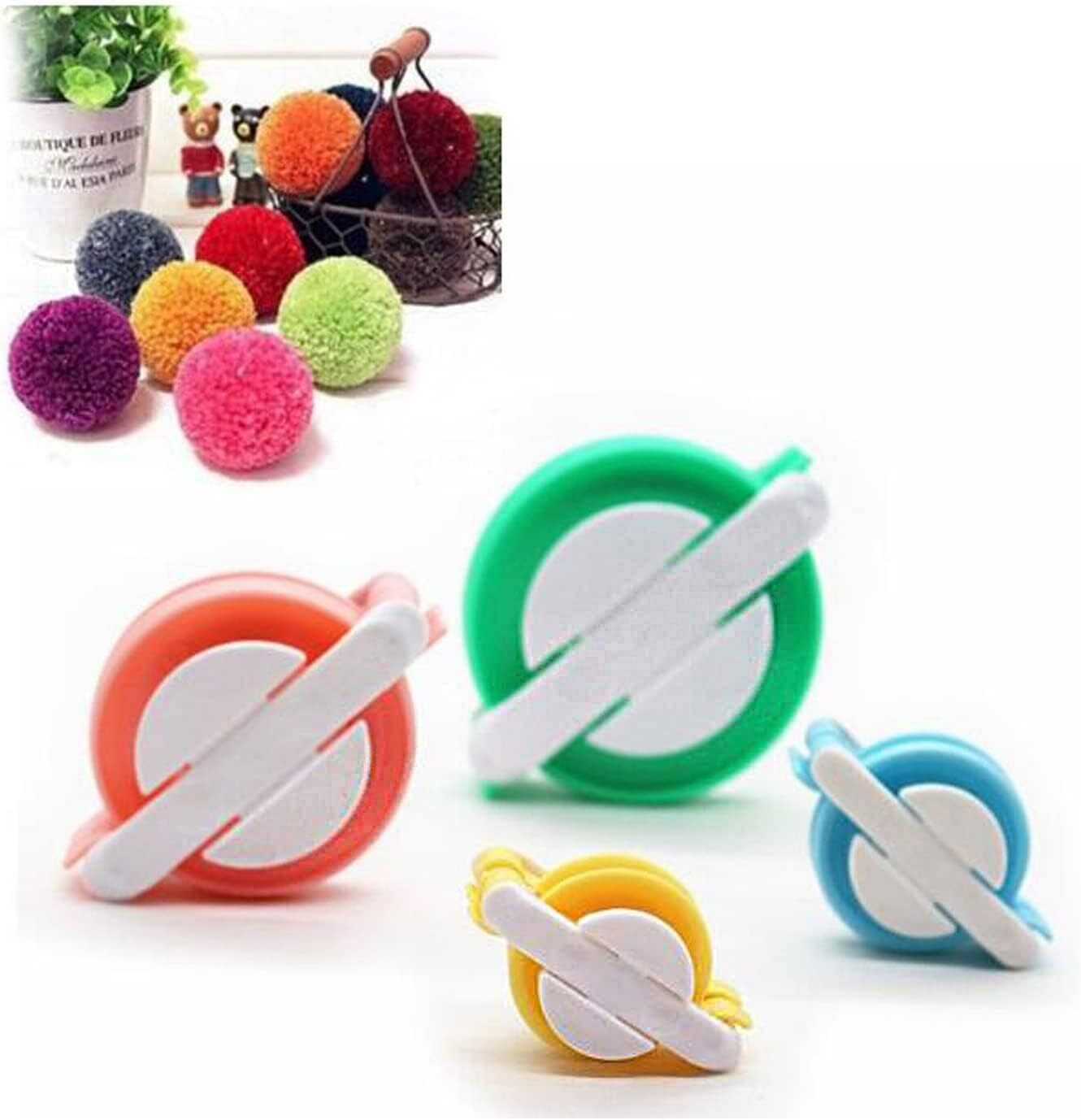 4 Sizes DIY Pompom Maker Kit - Fluff Ball Weaver for Crafting, Knitting & Wool