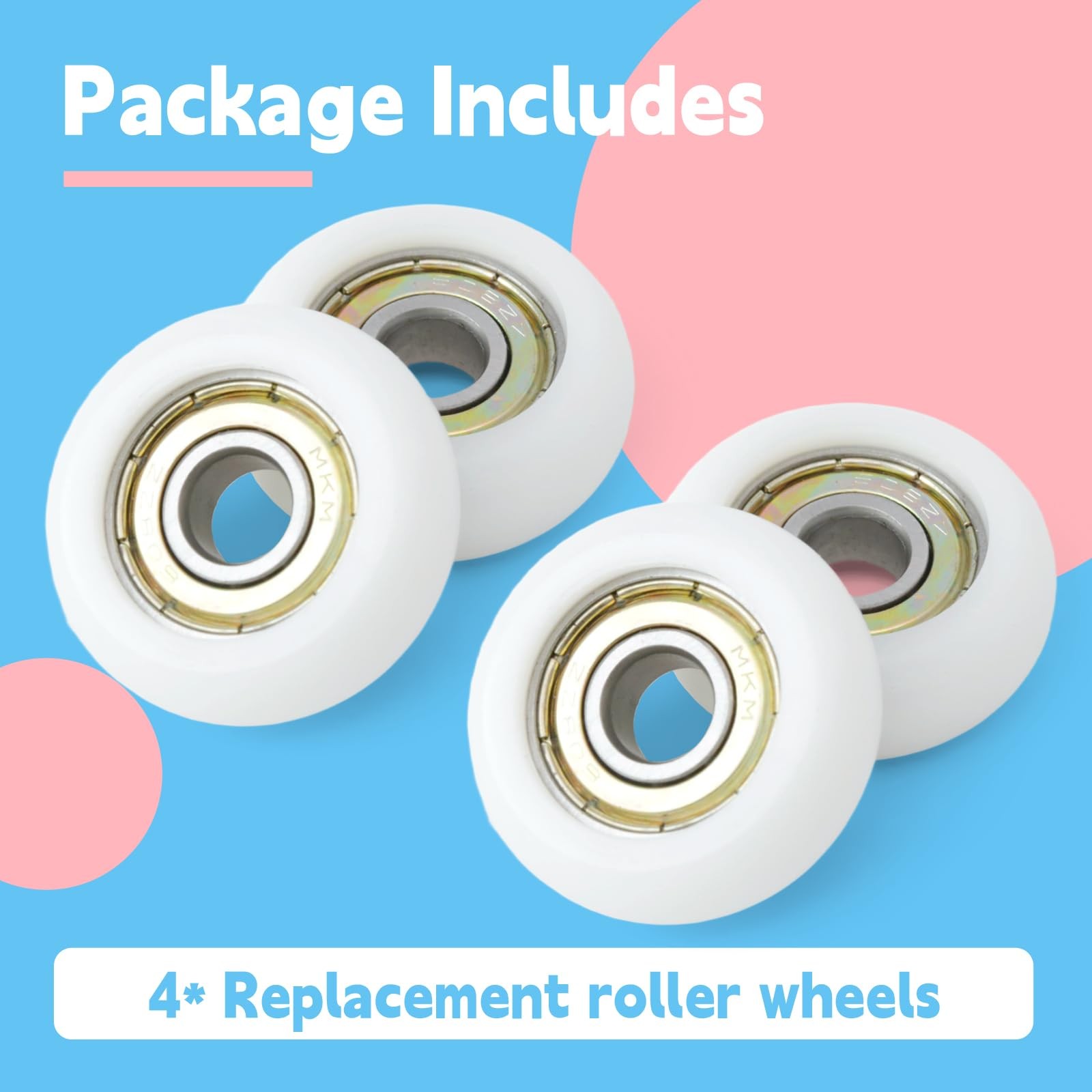 4 PCS Replacement Roller Wheels Compatible Aero Pilates Reformer 8mm White