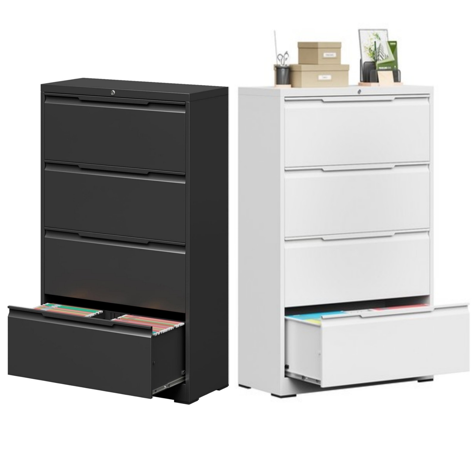 4 Drawers Office Cabinet Lateral Metal Filing Cabinet Lockable Storage Cabinet