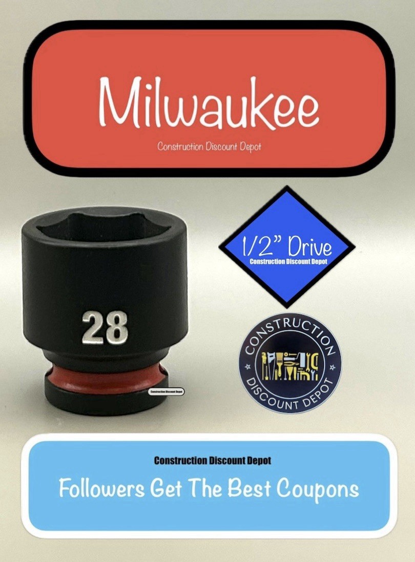 Milwaukee 49-66-6260 28MM Shockwave Impact Duty 1/2" Drive Shallow Socket 28 mm