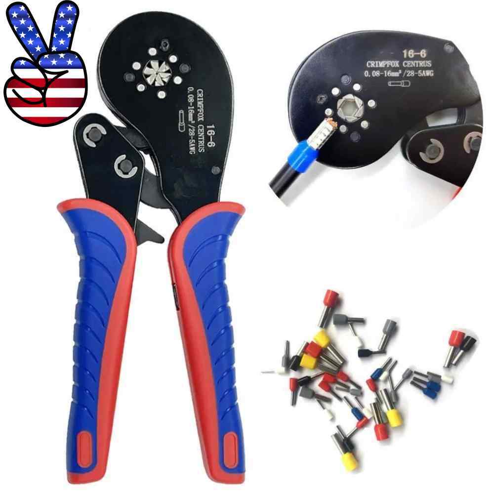 HSC 16-6 0.08-16mm²  Crimp Pliers Tube Bootlace Terminal Crimping Tool 28-5AWG