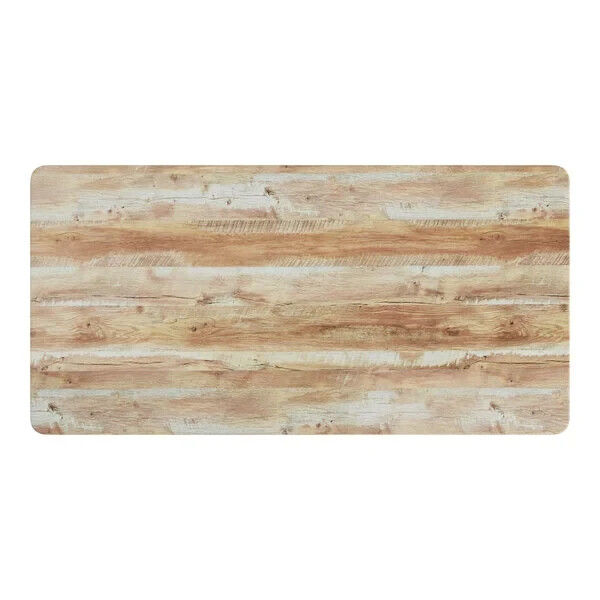 36" x 72" Rectangular Restaurant Table Top with Barnwood Laminate Top Finish