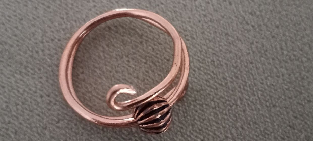 Wire Wrapped Midi Beaded Swirl Ring