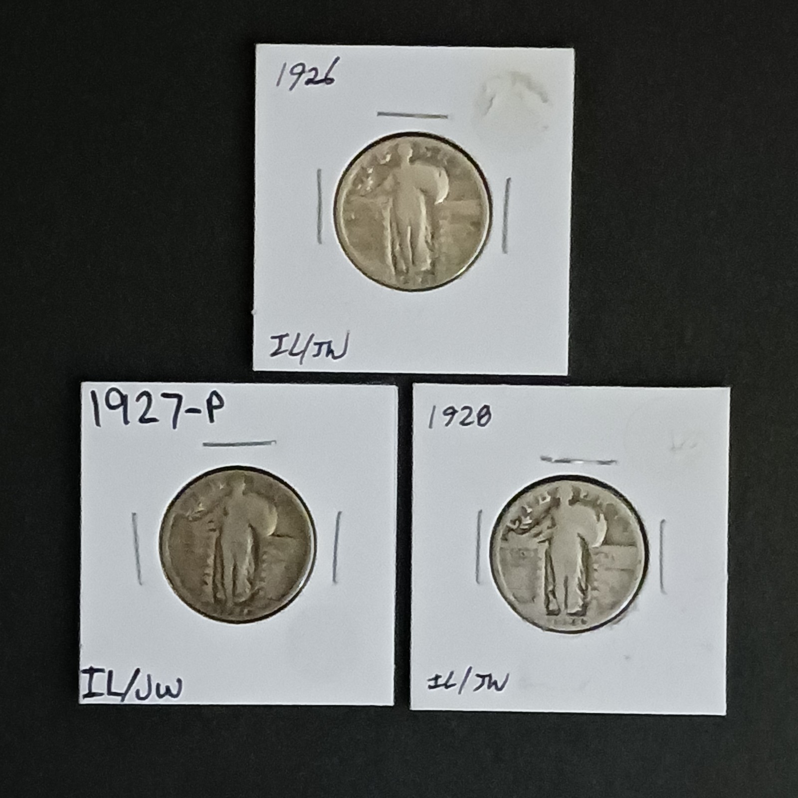 1926 1927 1928 Standing Liberty Quarters 25¢ 90% Silver Antique Coins U.S.A.