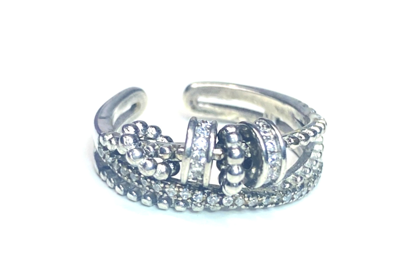 Gorgeous Sterling Silver 925 Diamond Spinner Charm Toe Ring Size 6