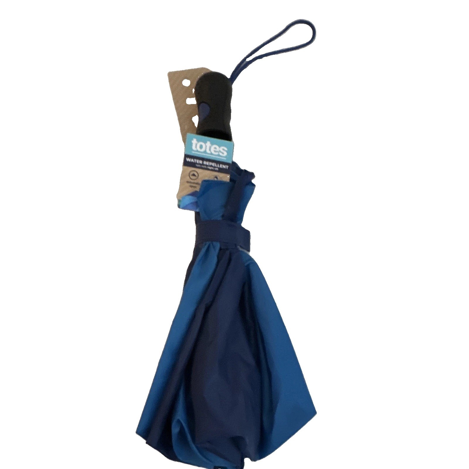 totes Water Repellent Compact/Folding Umbrella, Solid Blue for Men