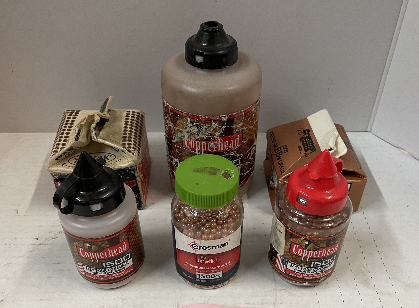 Lot 6 Copperhead BBs Easy Pour Container & Vintage Carton Box 1500 - 6000 Count