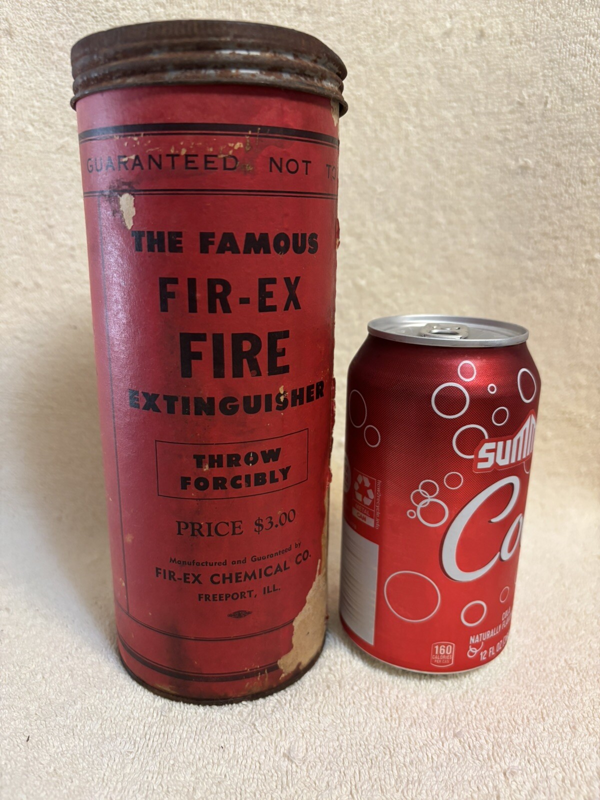 THE FAMOUS FIR-EX FIRE EXTINGUISHER, FRERPORT, IL.  STILL CONTAINES PRODUCT!