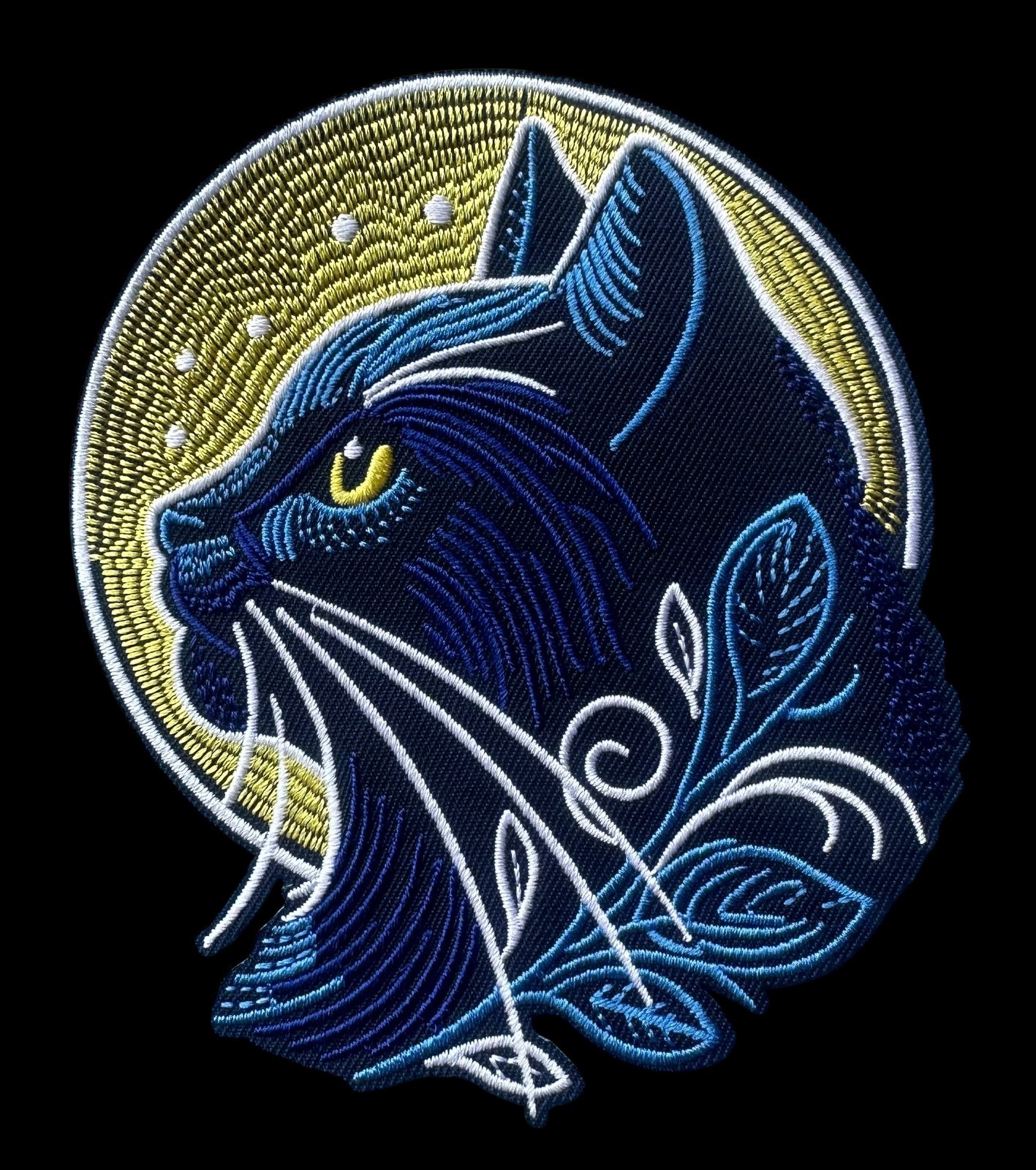 Moon Cat Iron-On & Sew-On Embroidery Patch 4+1/2 x 4+3/4 inch FREE SHIPPING
