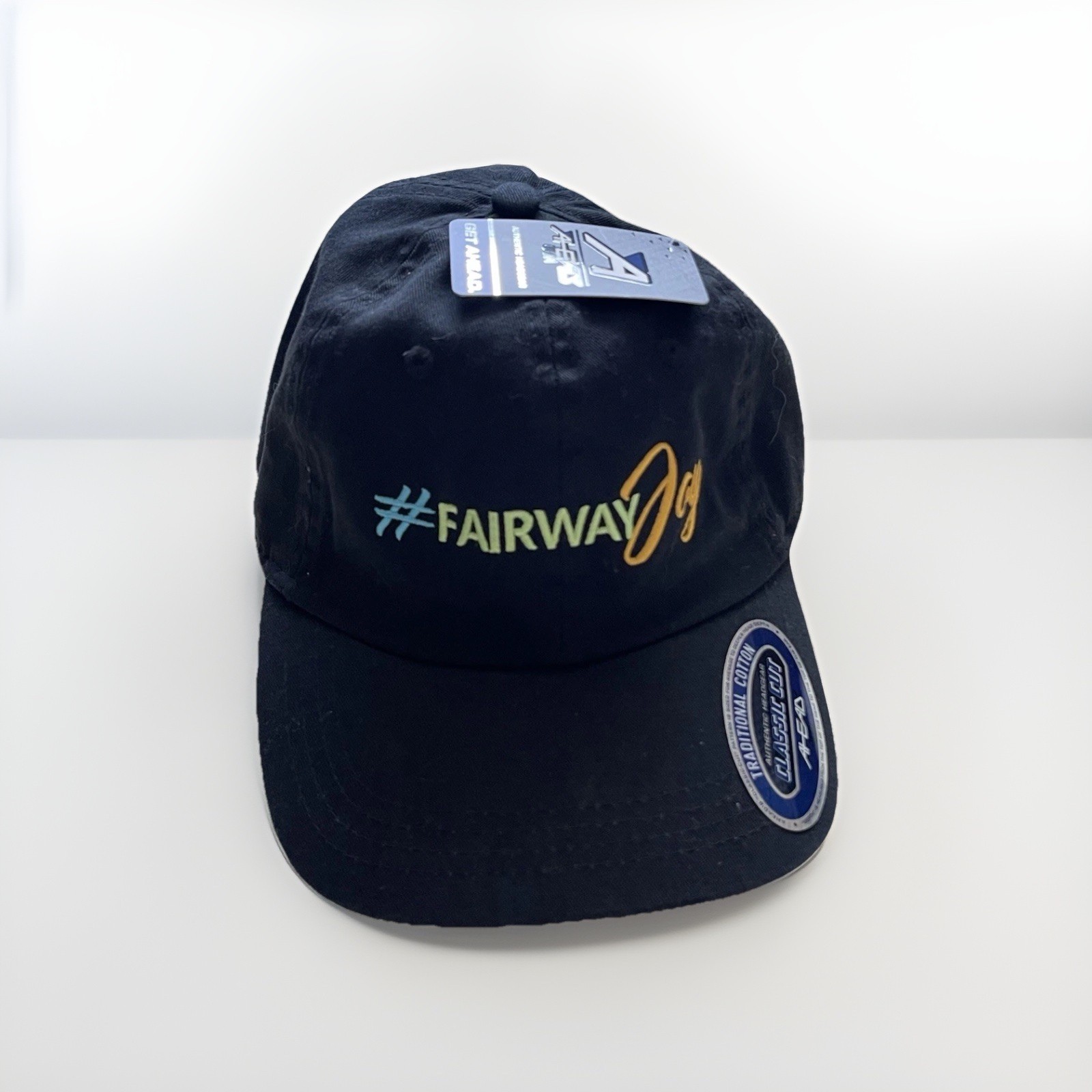 Fairway Golf Hat - Classic Cut Black Flexfit Cap - Authentic Gear AHEAD Vintage