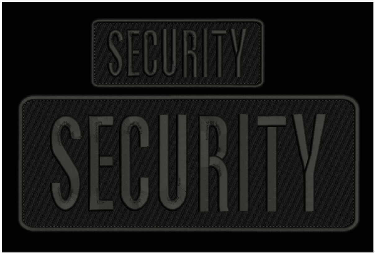 Security embroidery patches 3x9 and 2x5 hook on back all black