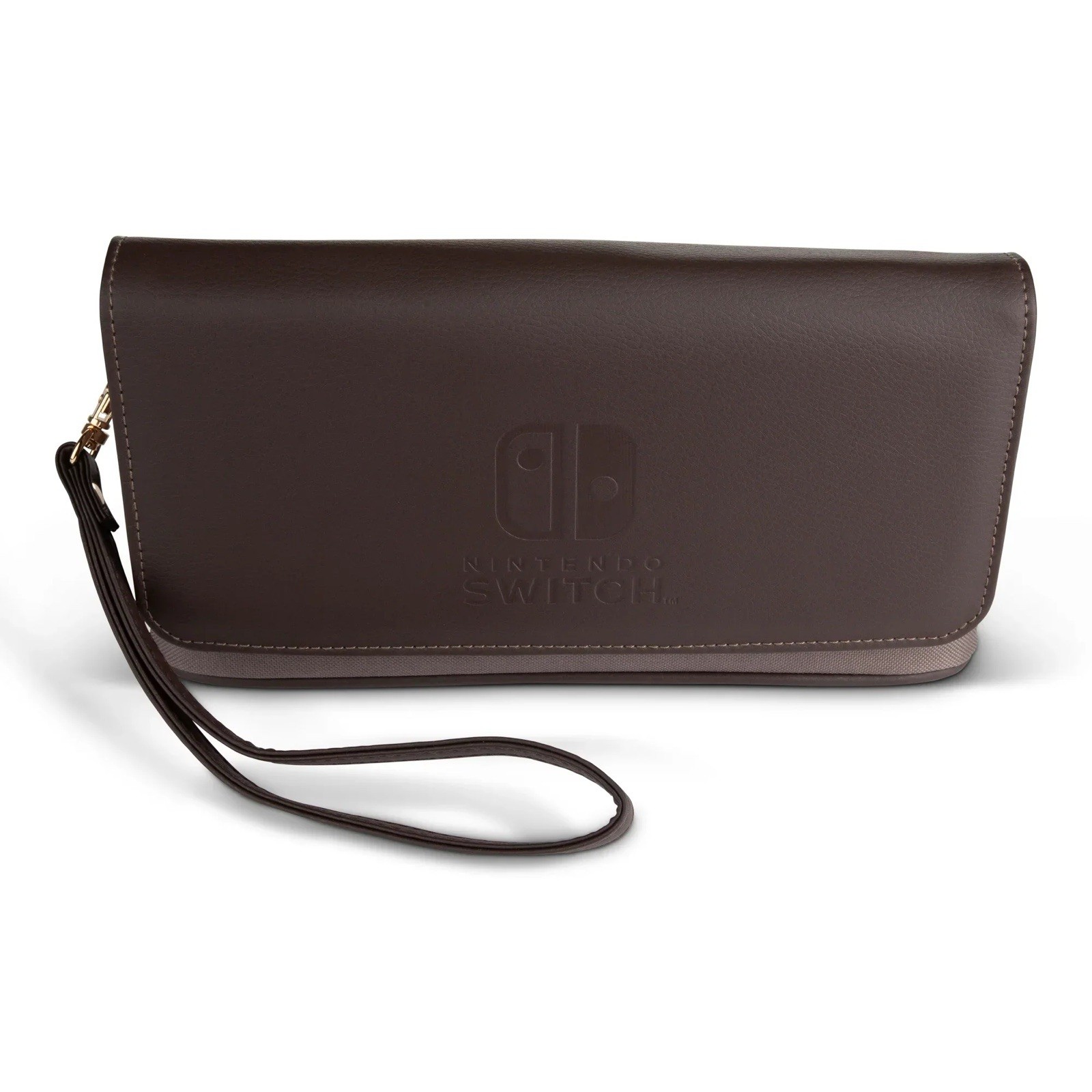 PowerA Clutch Bag Carrying Case, Padded Wrist Strap for Switch/Switch Lite Brown