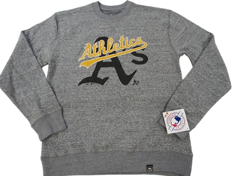 NEW Oakland A's Mens Sizes S-M-L-XL-2XL Gray Majestic Sweatshirt