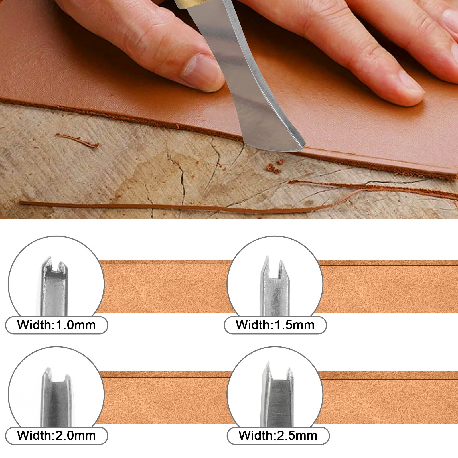 4PCS Leather Edge Punch Set Crimping Tool 1.0-2.5mm for DIY Leathercraft Project
