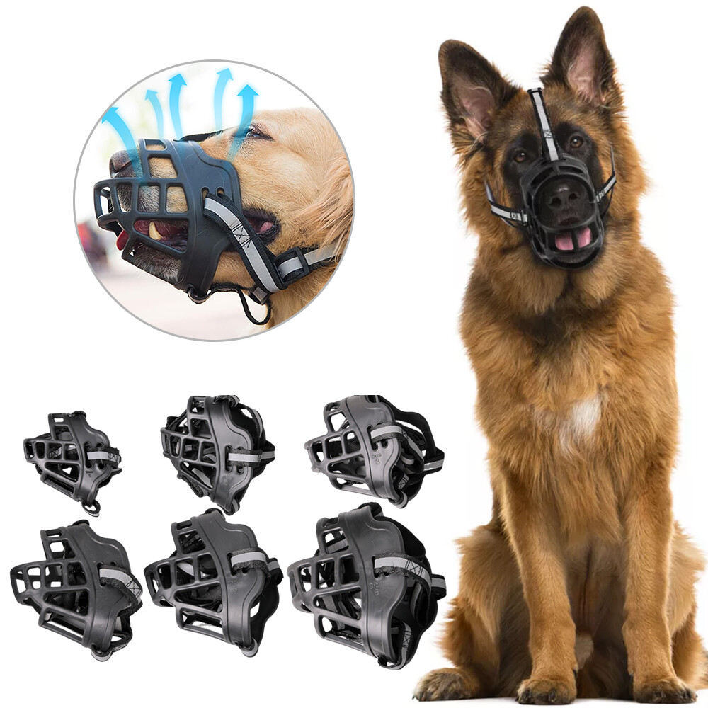 Large Dog Muzzle Adjustable Basket Anti-Bite No Barking Mouth Cover for Pet