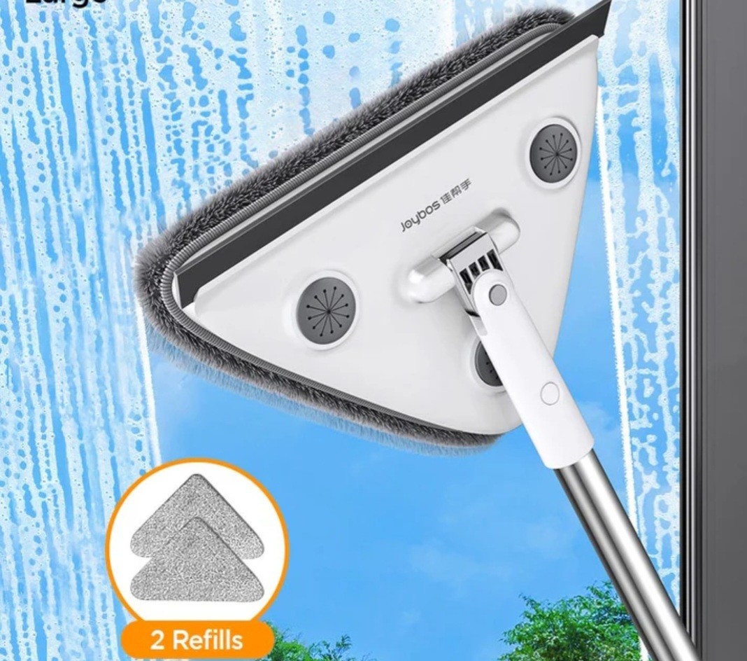 Joybos Triangle Window Cleaning Kit With Squeegee And 6' Extension Pole