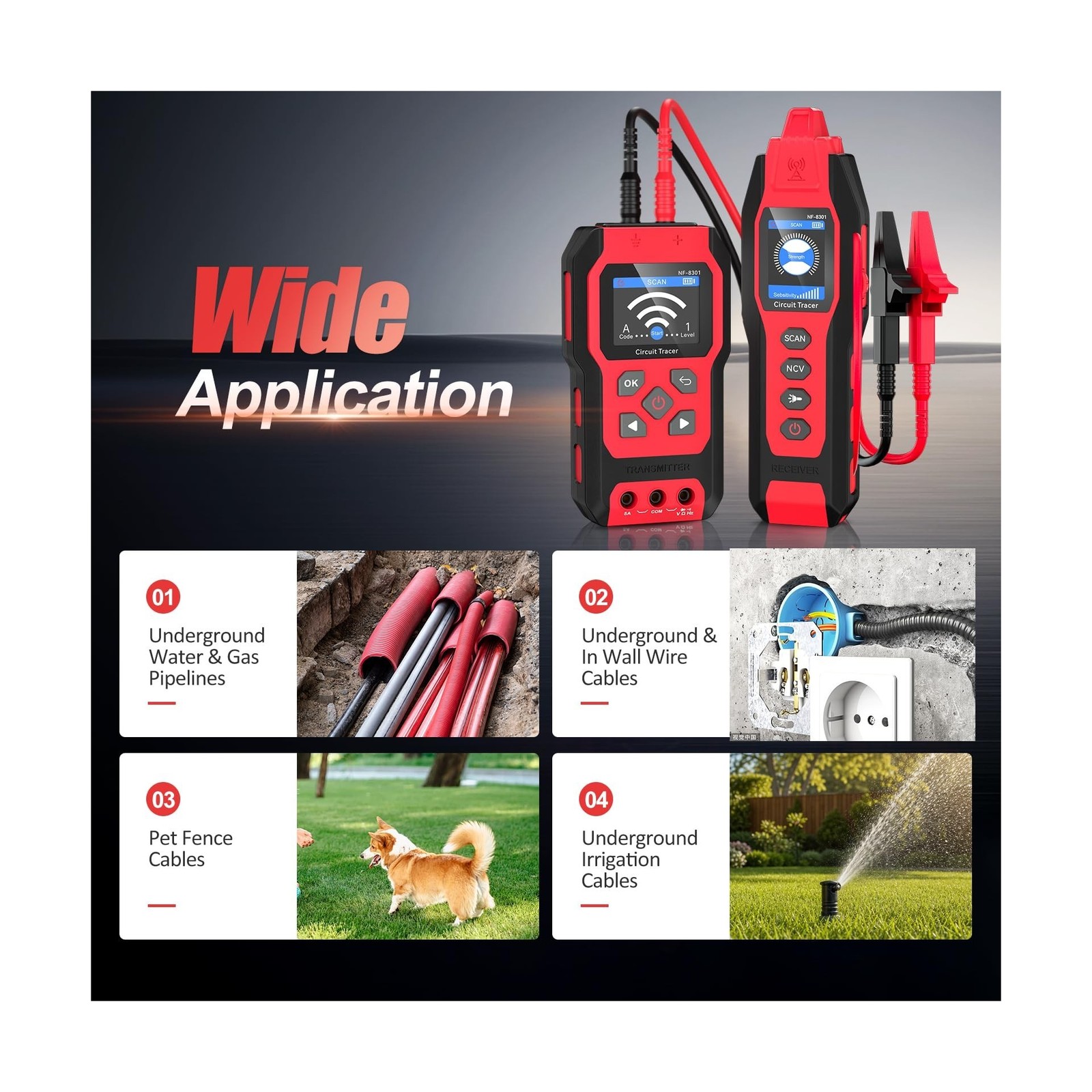 Underground Wire Locator - Upgraded Cable Locator with Digital Multimeter, Re...