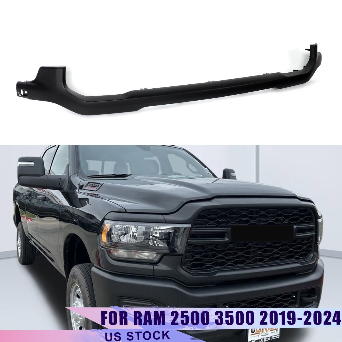 For 2019-2024 RAM 2500 3500 Front Lower Grille Molding Matte Black Paintable NEW