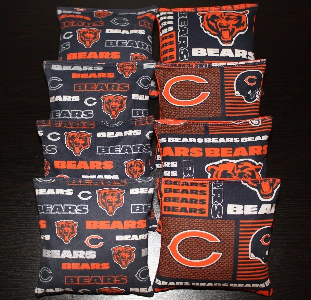 CHICAGO BEARS Cornhole Bean Bags All Weather Plastic Resin Filled WATERPROOF!