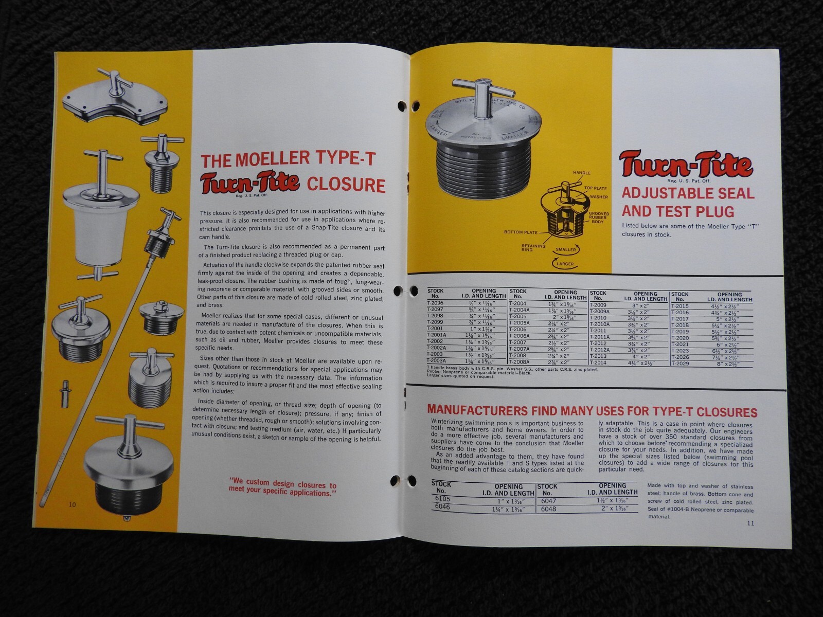 1966 Moeller Manfacturing Co Closures Engineering Catalog/Brochure Greenville MS