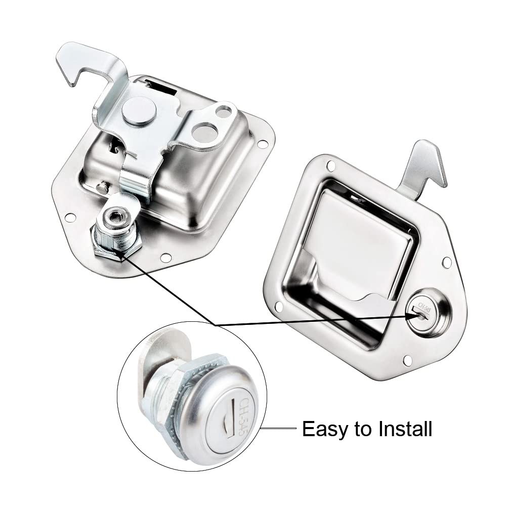 Dilidou Truck Toolbox Lock, 2 Pack Keyed Alike Lock Silver