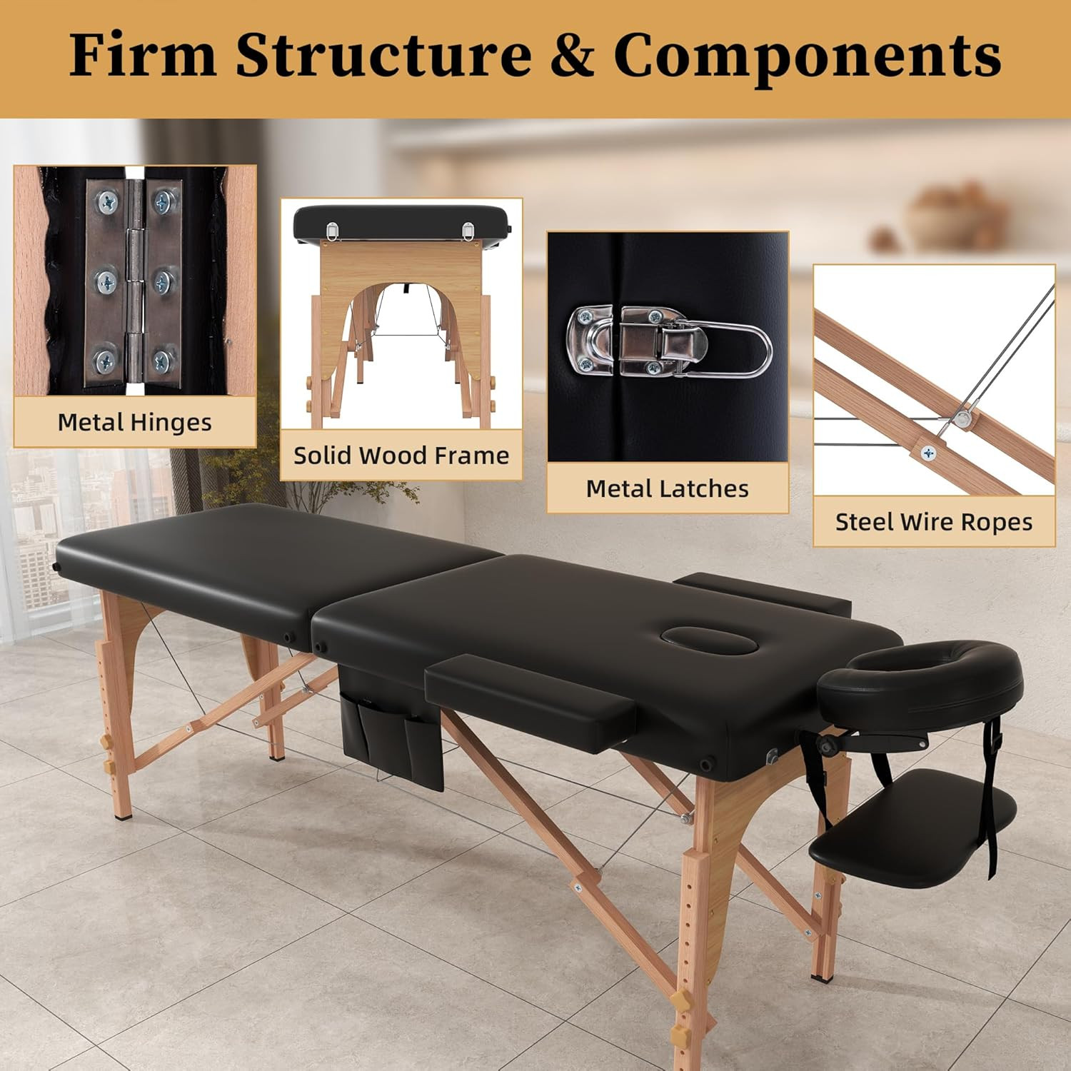 Massage Table Massage Bed Portable, 29 Lbs Light Weight 2 Section Foldable Tatto