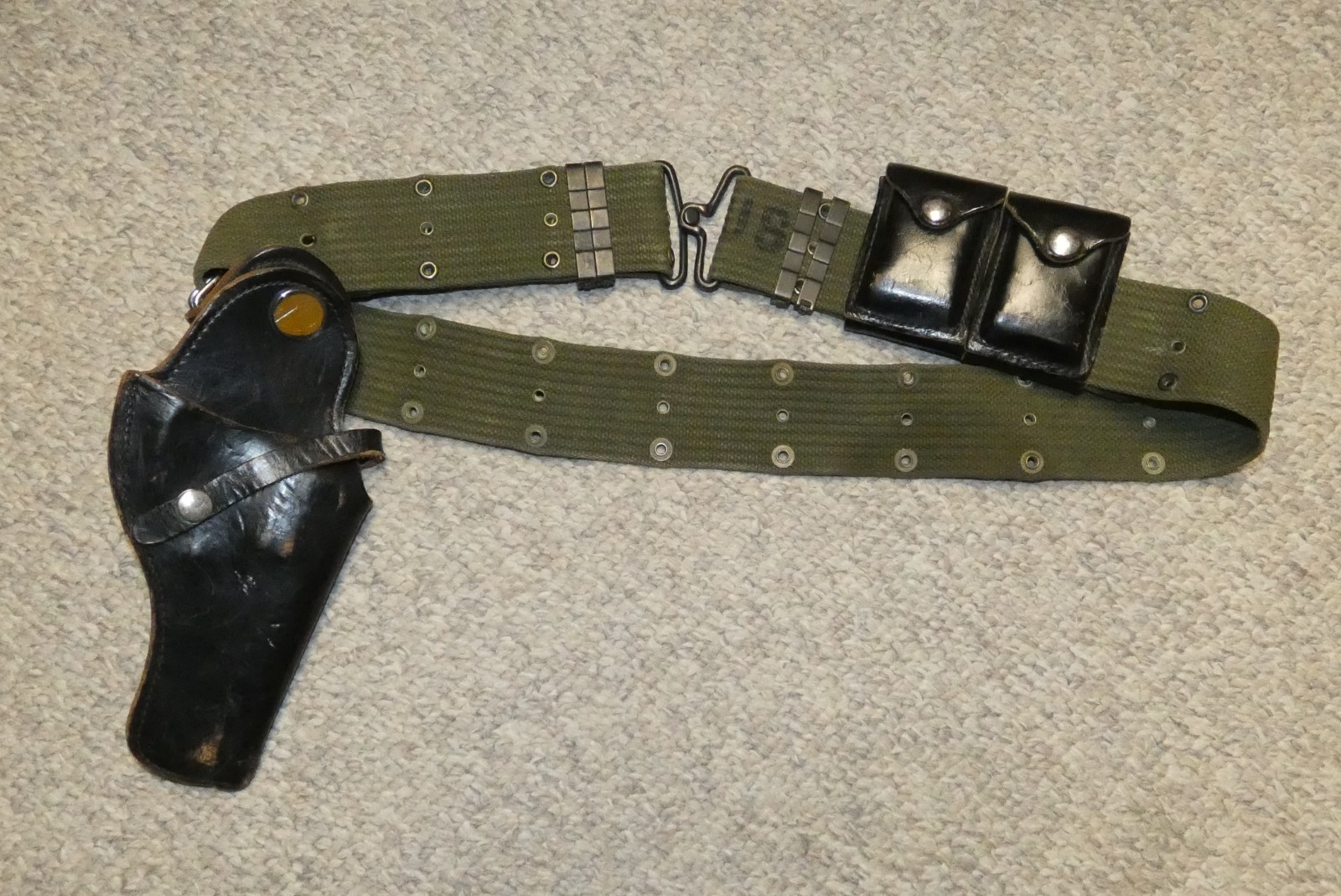 Vietnam USAF Security Police M-1956 Pistol Belt w/Leather Holster & Ammo Pouch