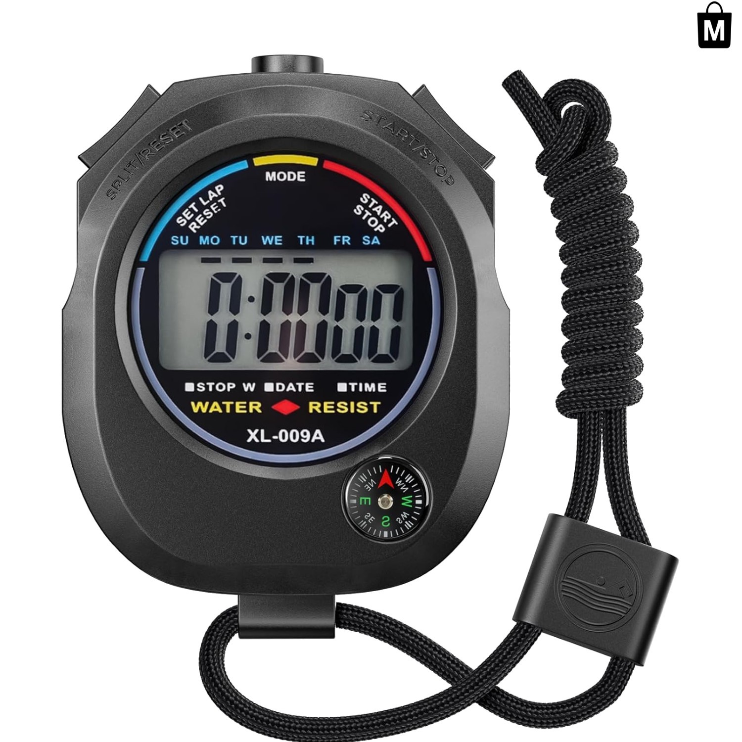 Digital Stopwatch & Timer - Compact Size with Alarm and Date Functionality
