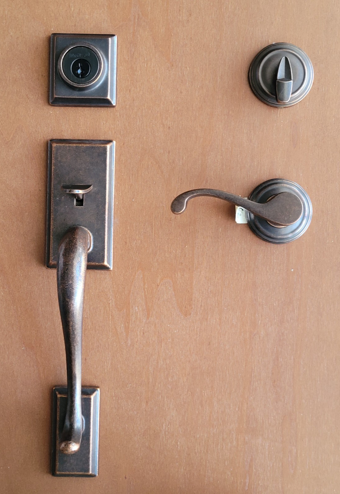 Vintage Kwikset Hawthorne Front Entry Door Handleset Lock Rustic Aged Bronze RH
